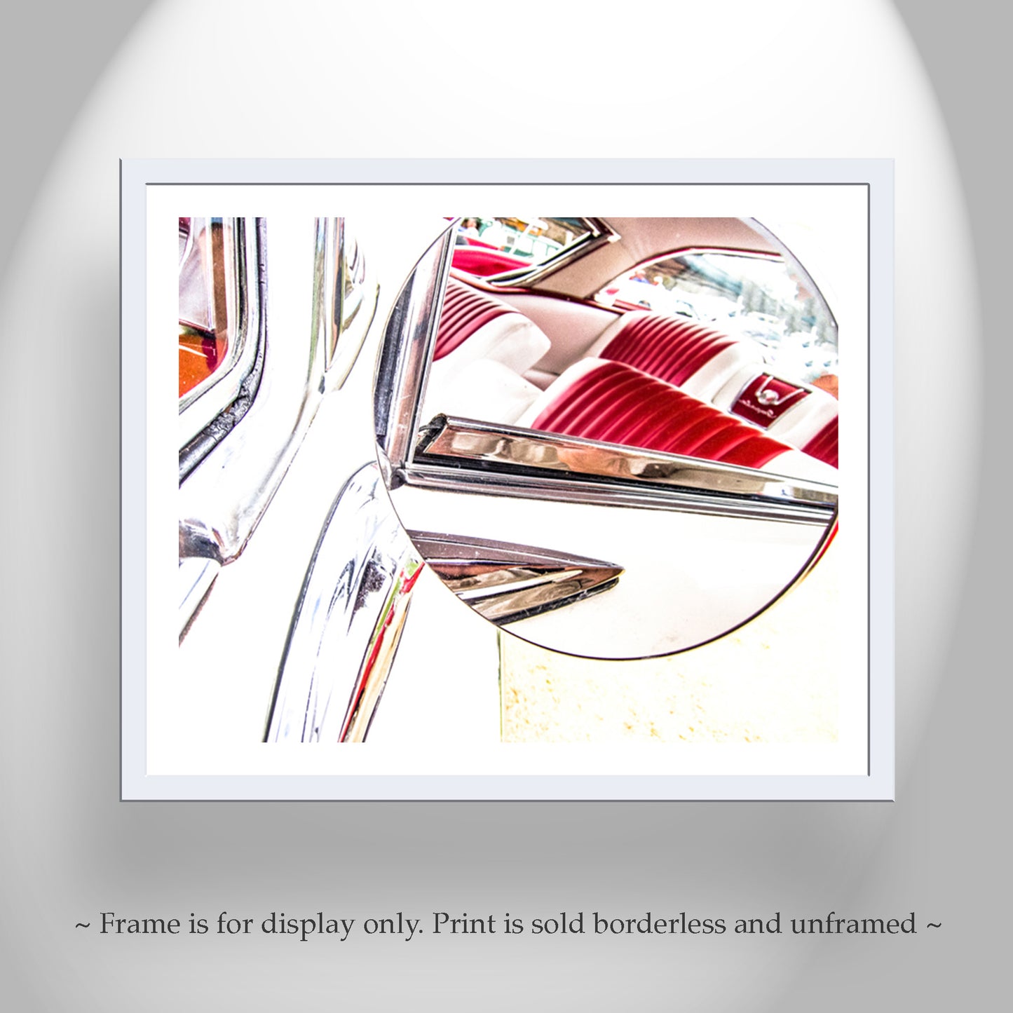 Abstract Car Picture with Vintage 1955 Cadillac in Red and White as Art Gift