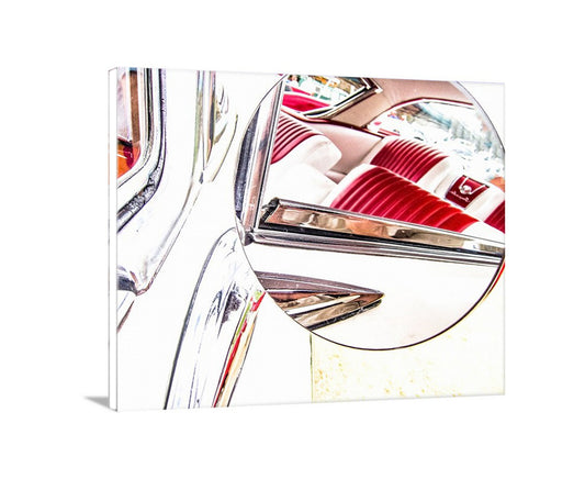 Abstract Car Picture with Vintage 1955 Cadillac in Red and White as Art Gift