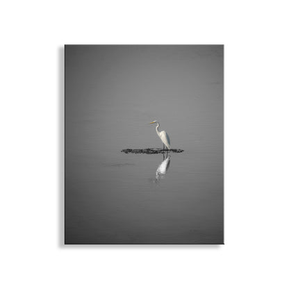 Egret Bird Art as Minimalist Wildlife Decor in Black and White