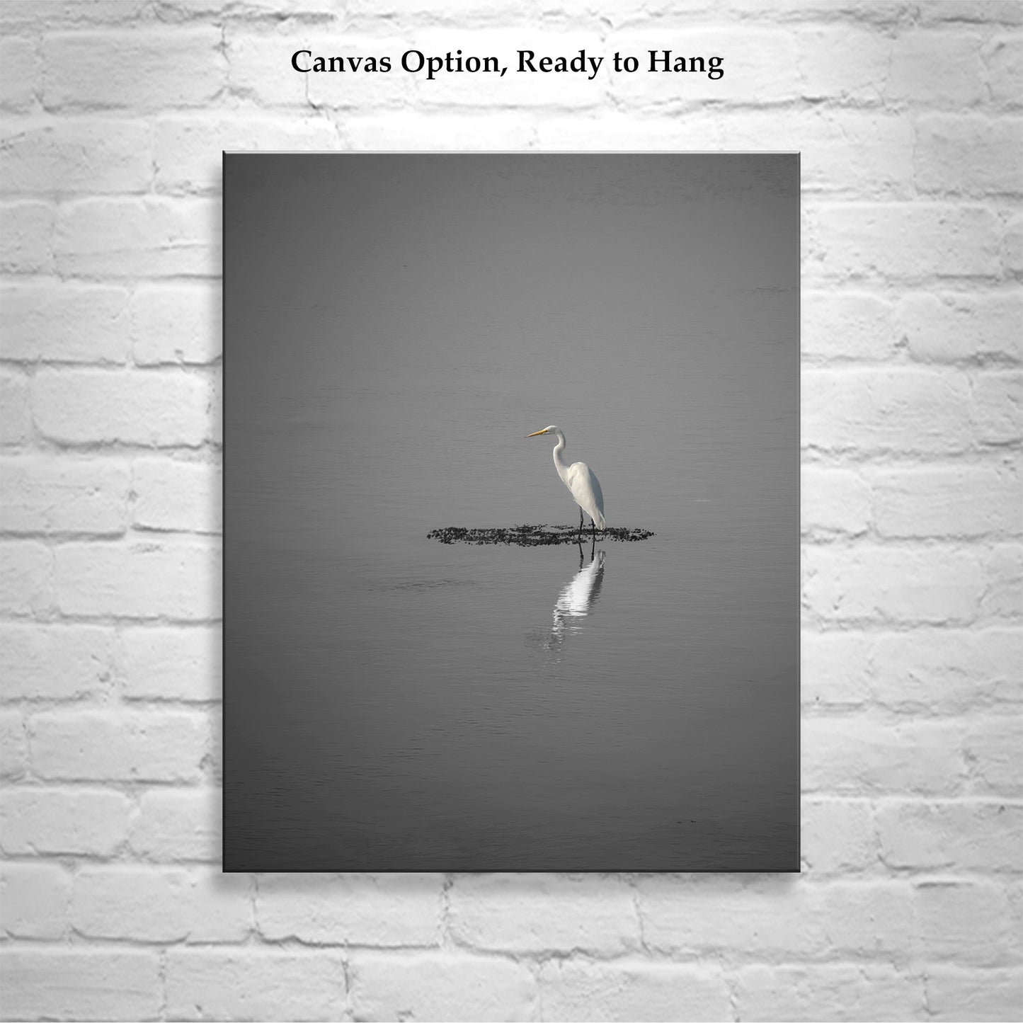 Egret Bird Art as Minimalist Wildlife Decor in Black and White