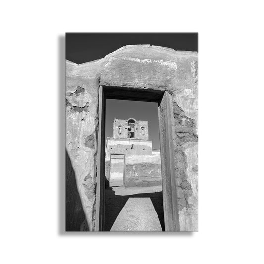 Arizona Desert Mission Church Photograph in Black and White