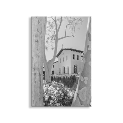 San Luis Obispo Mission Church Black & White Wall Art Print