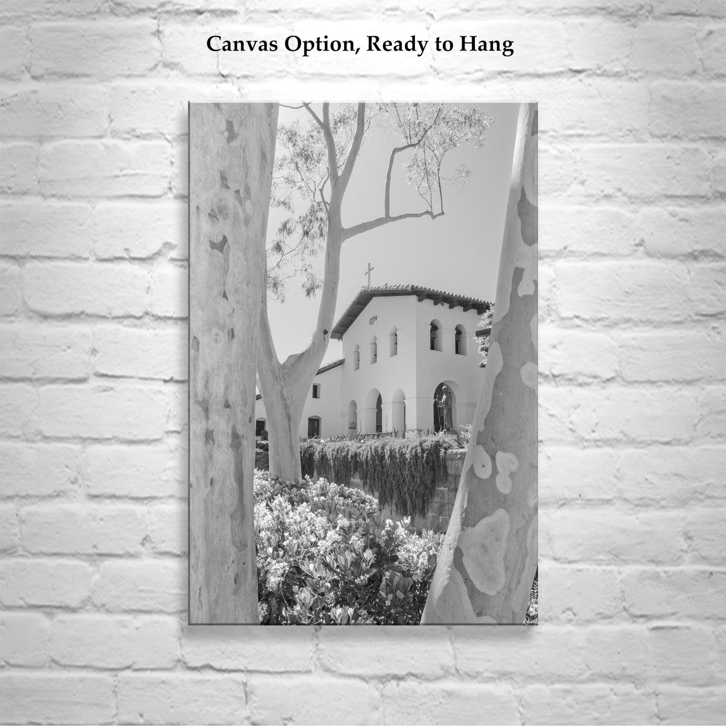 San Luis Obispo Mission Church Black & White Wall Art Print