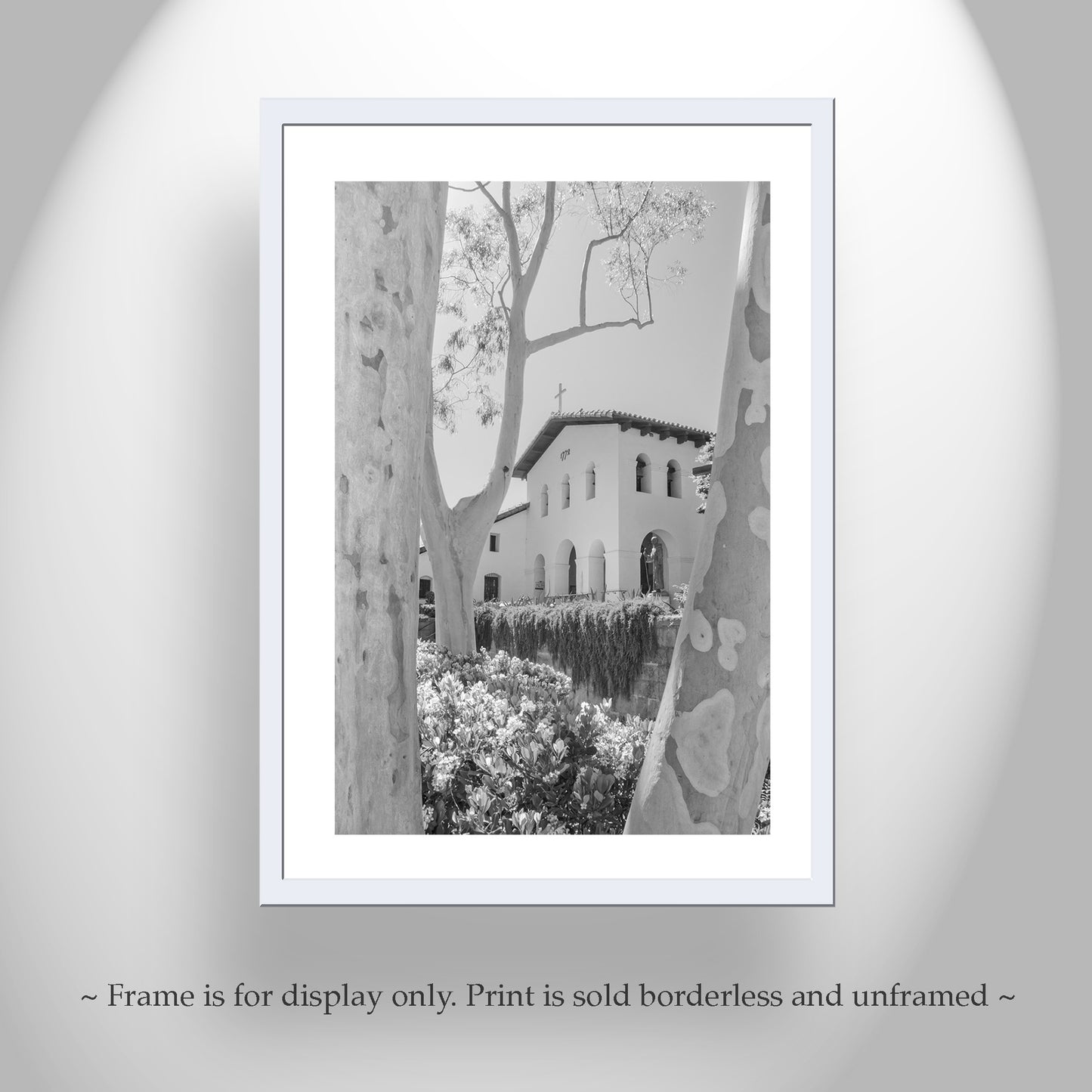 San Luis Obispo Mission Church Black & White Wall Art Print