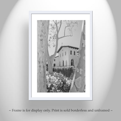 San Luis Obispo Mission Church Black & White Wall Art Print