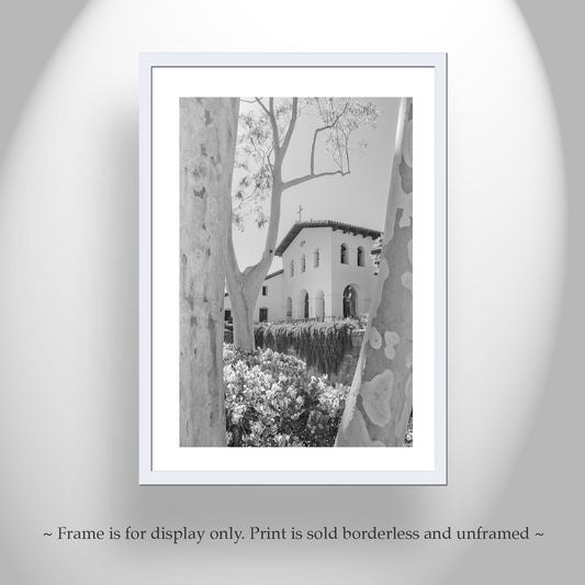 San Luis Obispo Mission Church Black & White Wall Art Print