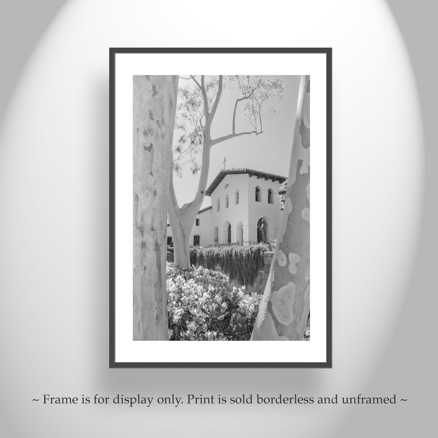 San Luis Obispo Mission Church Black & White Wall Art Print