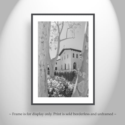 San Luis Obispo Mission Church Black & White Wall Art Print