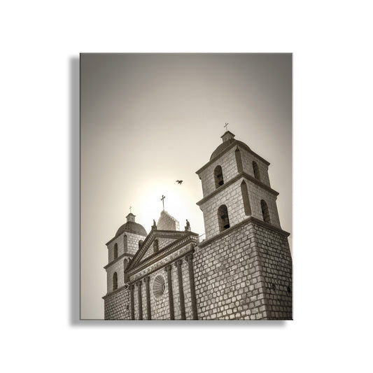 Santa Barbara Mission Wall Art as Home Decor in Sepia Tone