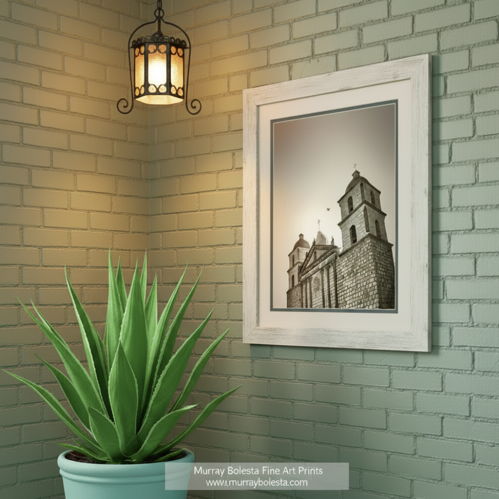 Santa Barbara Mission Sepia Wall Art - Vintage California Print