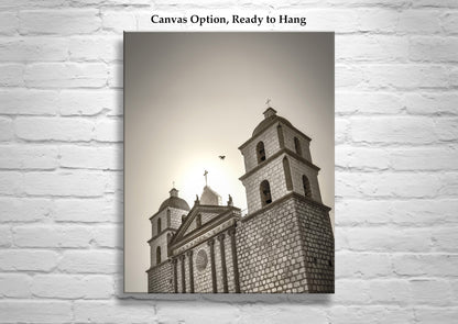 Santa Barbara Mission Wall Art as Home Decor in Sepia Tone