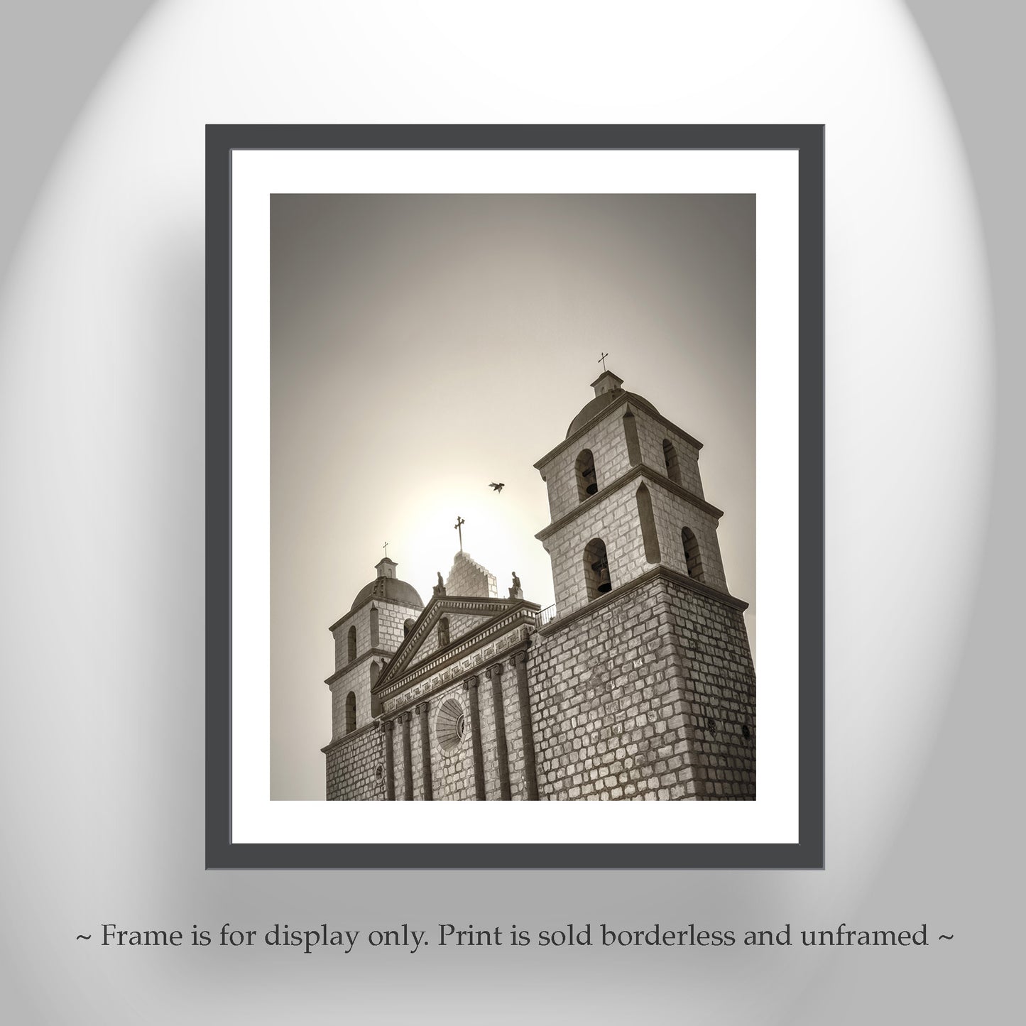 Santa Barbara Mission Wall Art as Home Decor in Sepia Tone