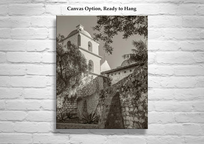Mission Santa Barbara California Travel Art in Vintage Sepia Tone
