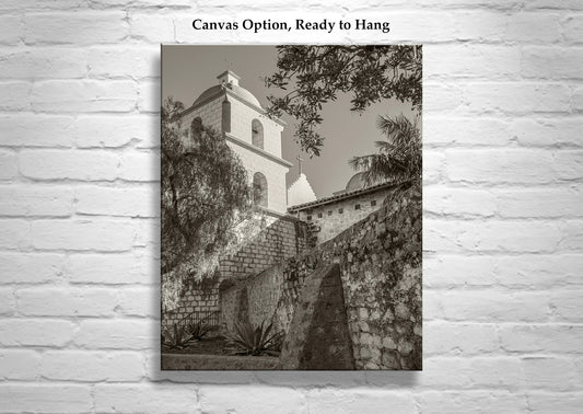 Mission Santa Barbara California Travel Art in Vintage Sepia Tone
