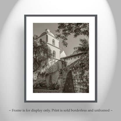Mission Santa Barbara California Travel Art in Vintage Sepia Tone