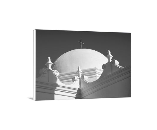 Black and White Artwork of Mission Church at Tucson San Xavier