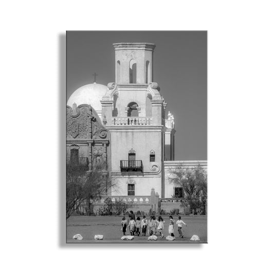 San Xavier Mission Church Photo in Black and White