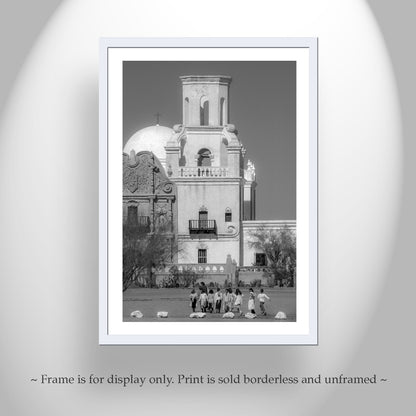 San Xavier Mission Church Photo in Black and White
