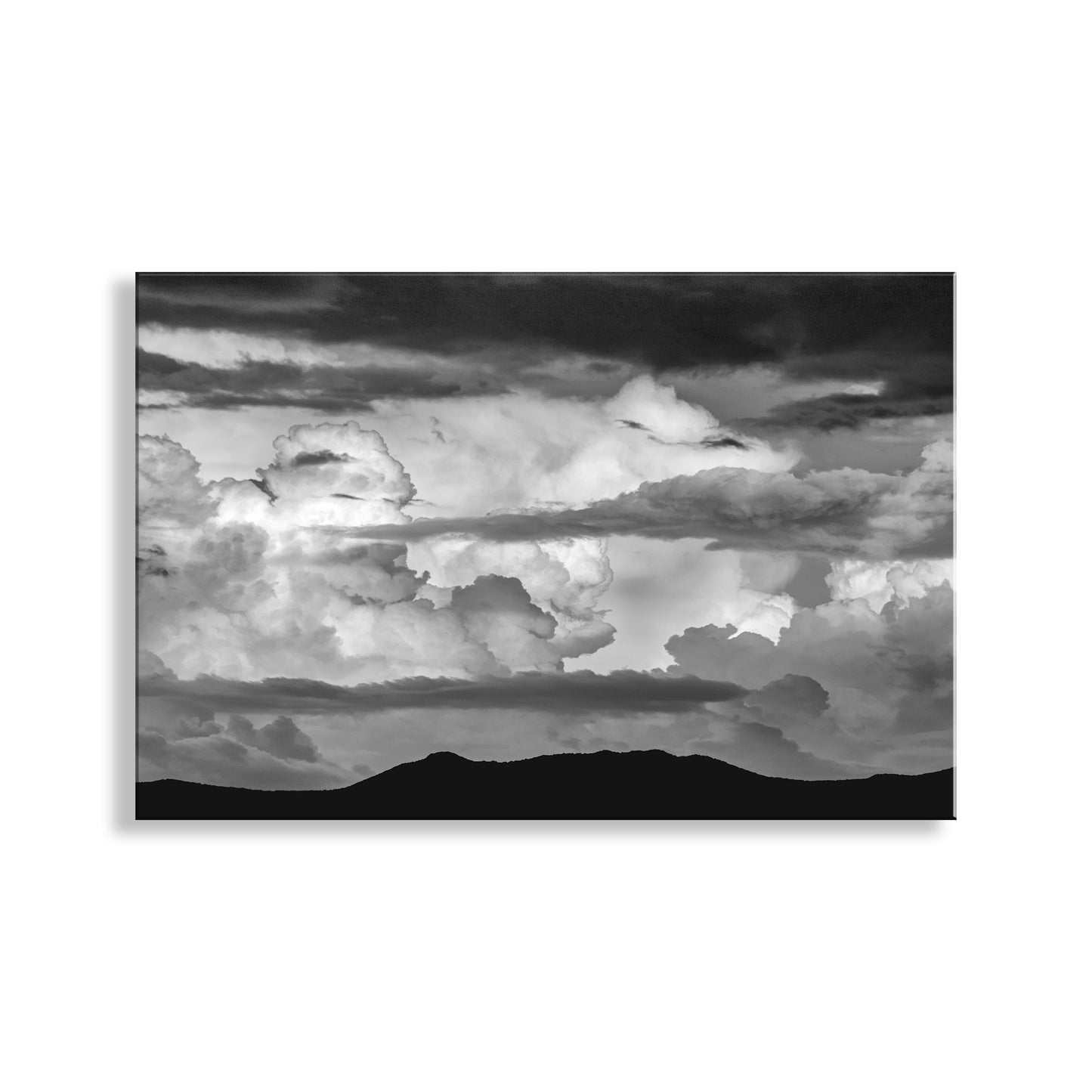 Black and white landscape with clouds and mountains. Storm Cloud Photography in Black and White as Wall Decor