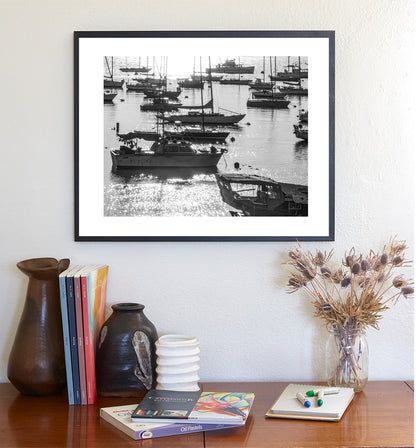 Monterey Bay Sailboat Art Print with California Coast Sunrise