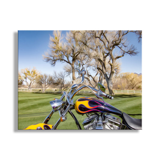 Motorcycle Art Print with Custom Show Bike on Framed Canvas Print