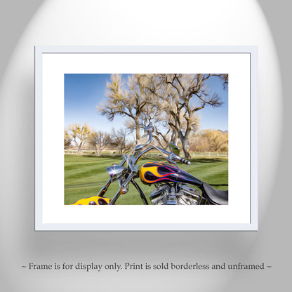 Motorcycle Art Print with Custom Show Bike on Framed Canvas Print