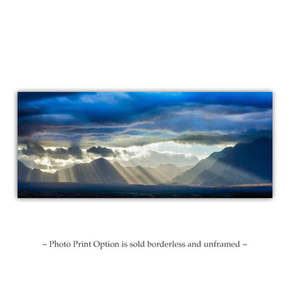 Desert Storm Sky Art with Mountain Sunburst in Southern Arizona Monsoon