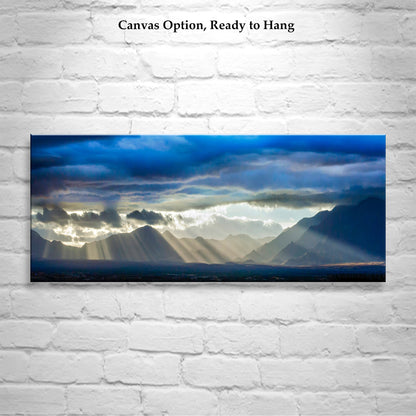 Desert Storm Sky Art with Mountain Sunburst in Southern Arizona Monsoon