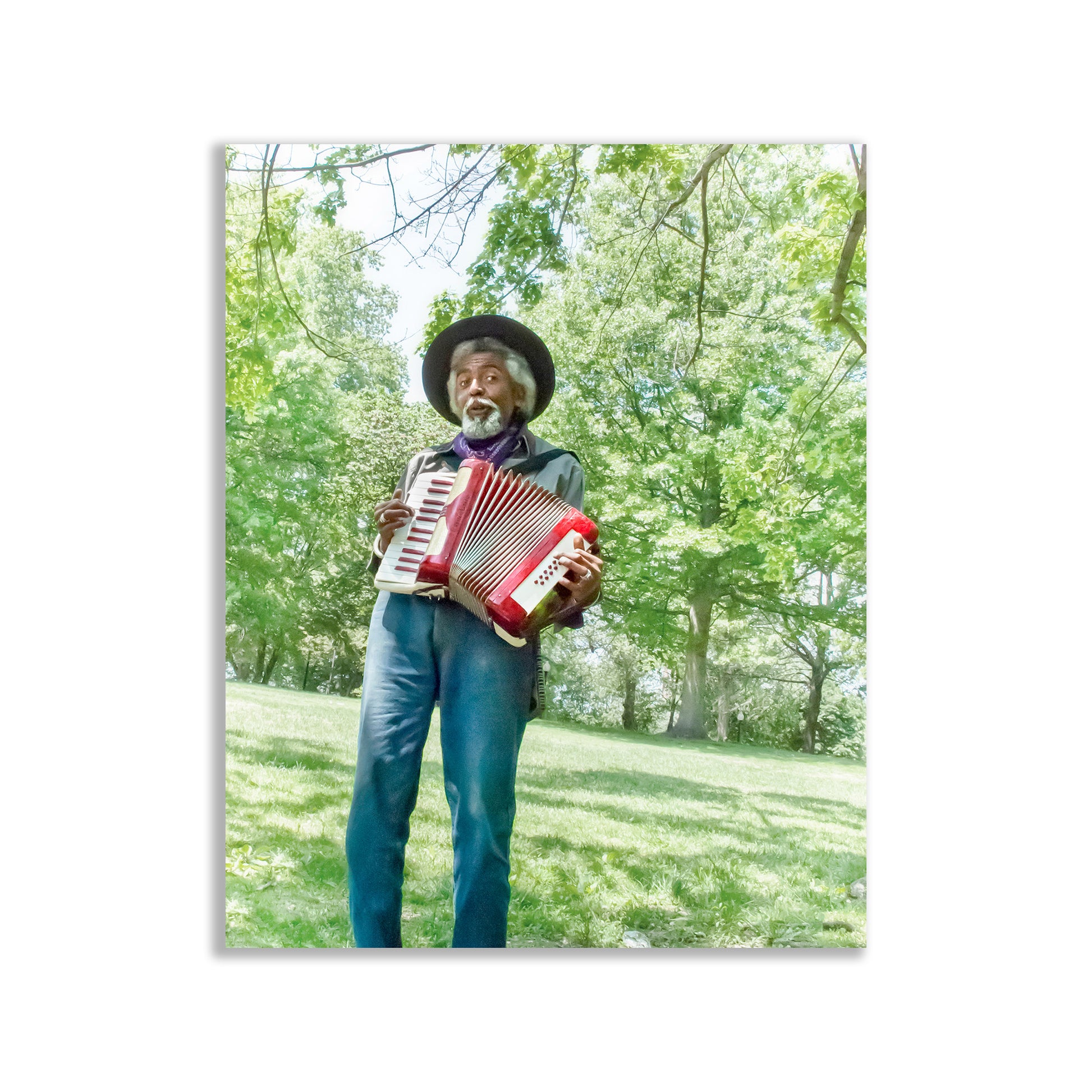 My delightful art print with a charming accordion musician working the park at Boston Common, Boston Massachusetts! One of my favorite images.&nbsp;Original, unique signed art by Murray Bolesta!