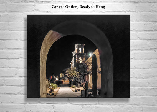 San Xavier Mission at Night Photography Print in Tucson Arizona