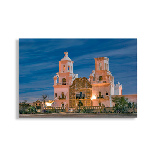 Night Photograph of Mission San Xavier del Bac in Tucson Desert
