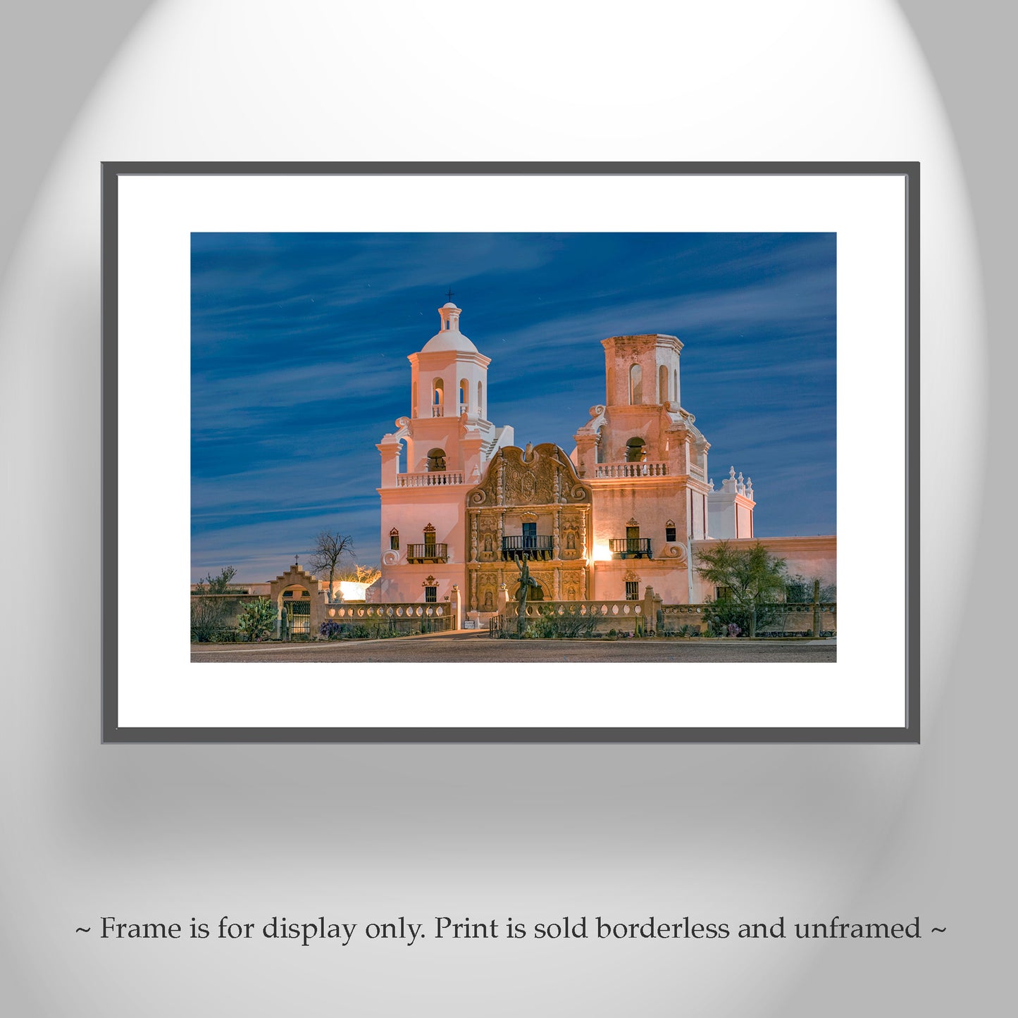 Night Photograph of Mission San Xavier del Bac in Tucson Desert