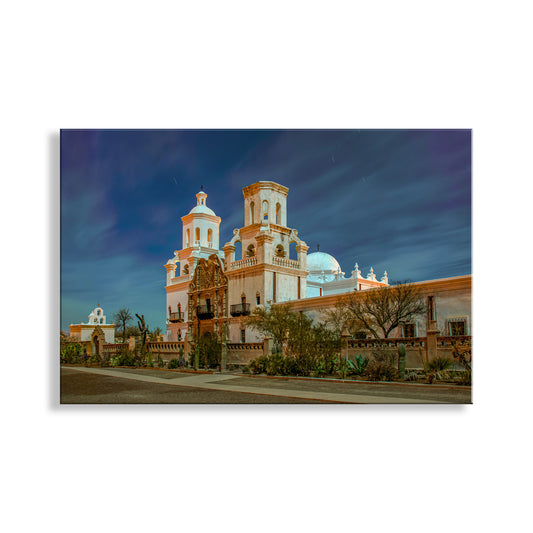 Art Photograph of San Xavier Mission in Arizona Desert Moonlight