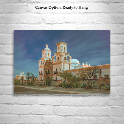 Art Photograph of San Xavier Mission in Arizona Desert Moonlight