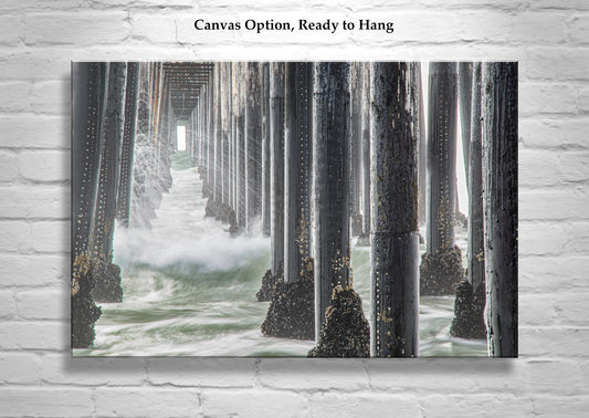 Oceanside Pier Art Print |San Diego Pacific Ocean Waves in Black & White