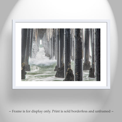 Oceanside Pier Art Print |San Diego Pacific Ocean Waves in Black & White