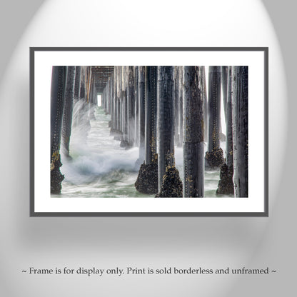 Oceanside California Wall Art with Ocean Pier in Black & White