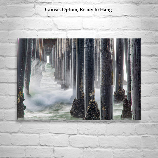 Oceanside California Wall Art with Ocean Pier in Black & White