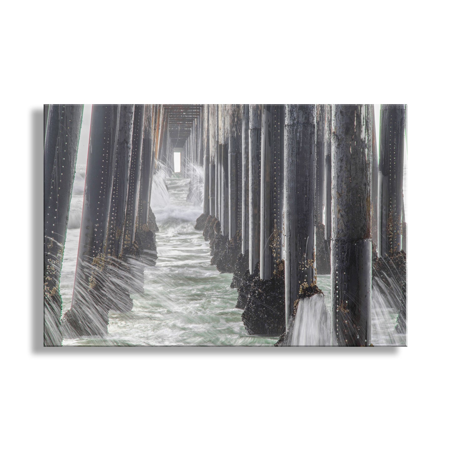 Artistic depiction of a pier with water and sky. Oceanside Pier Black & White Print | San Diego California