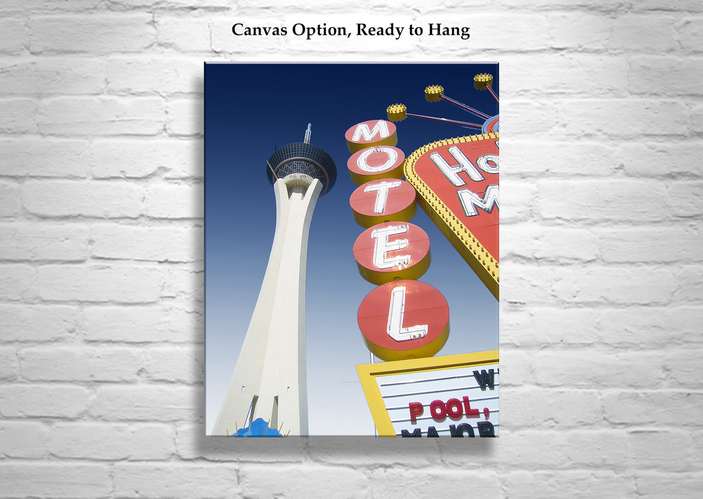 Las Vegas Tower Photo Art Print with Vintage Motel Neon Sign