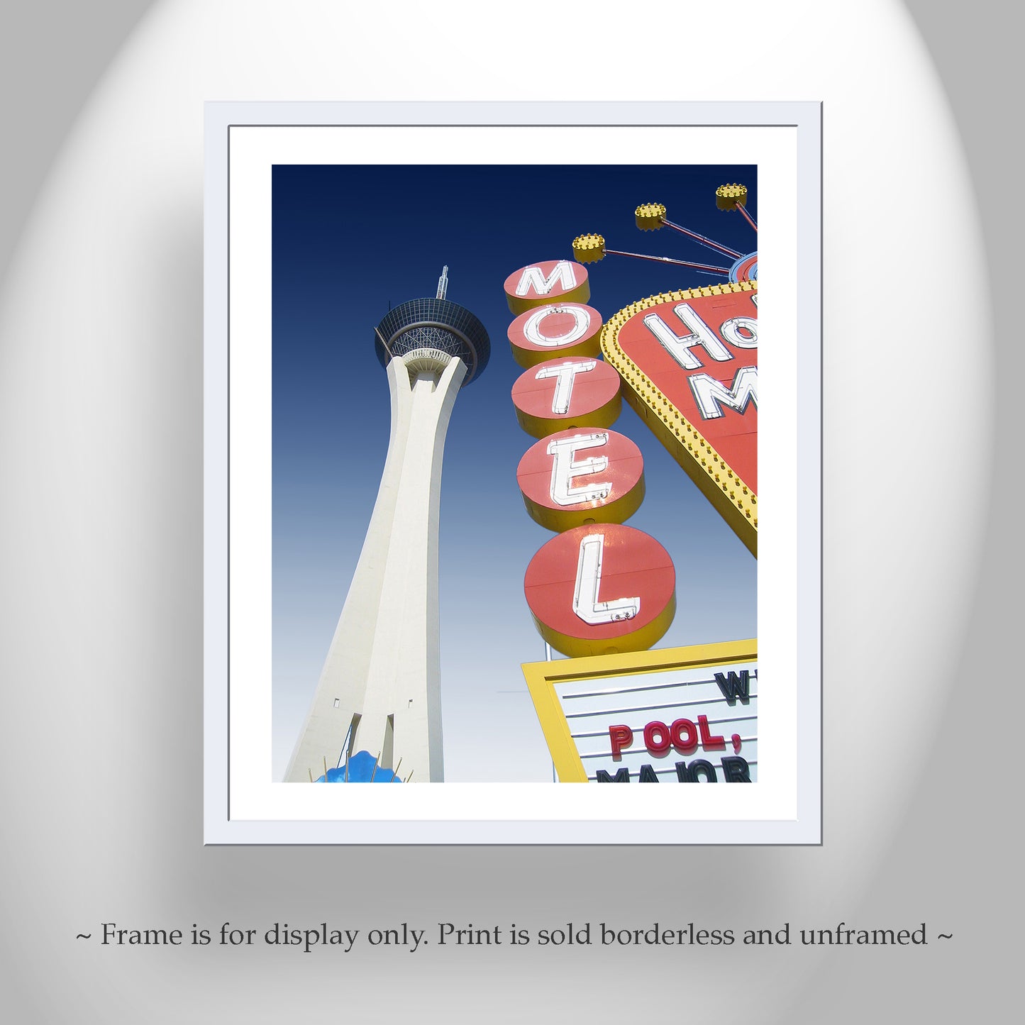 Las Vegas Tower Photo Art Print with Vintage Motel Neon Sign