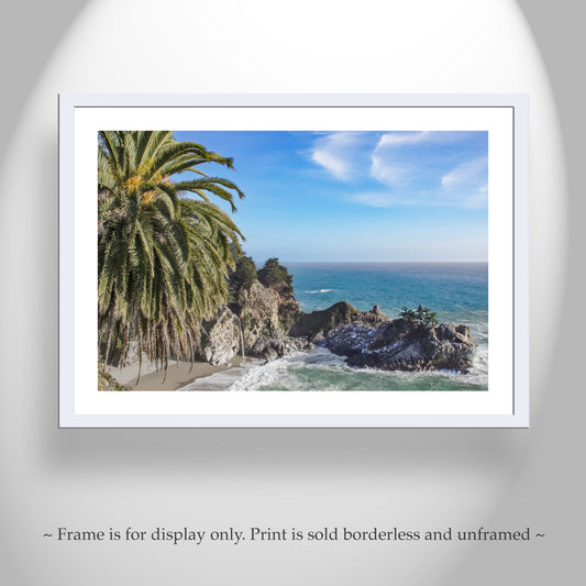 California Beach Picture with McWay Falls Pacific Ocean Seascape