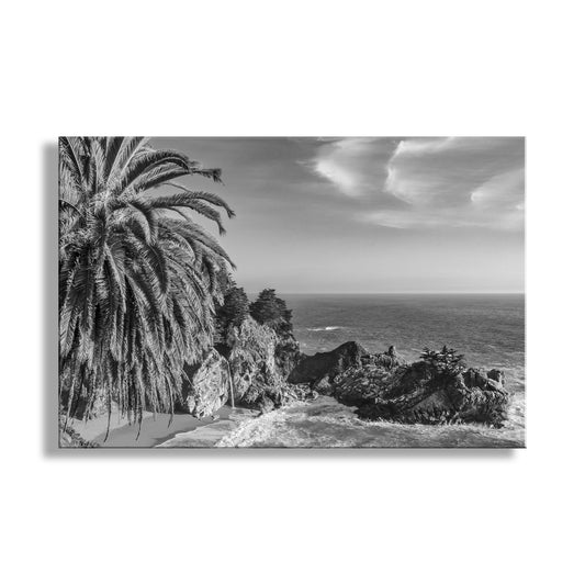 Big Sur Black and White Beach Seascape with McWay Falls Pacific Ocean