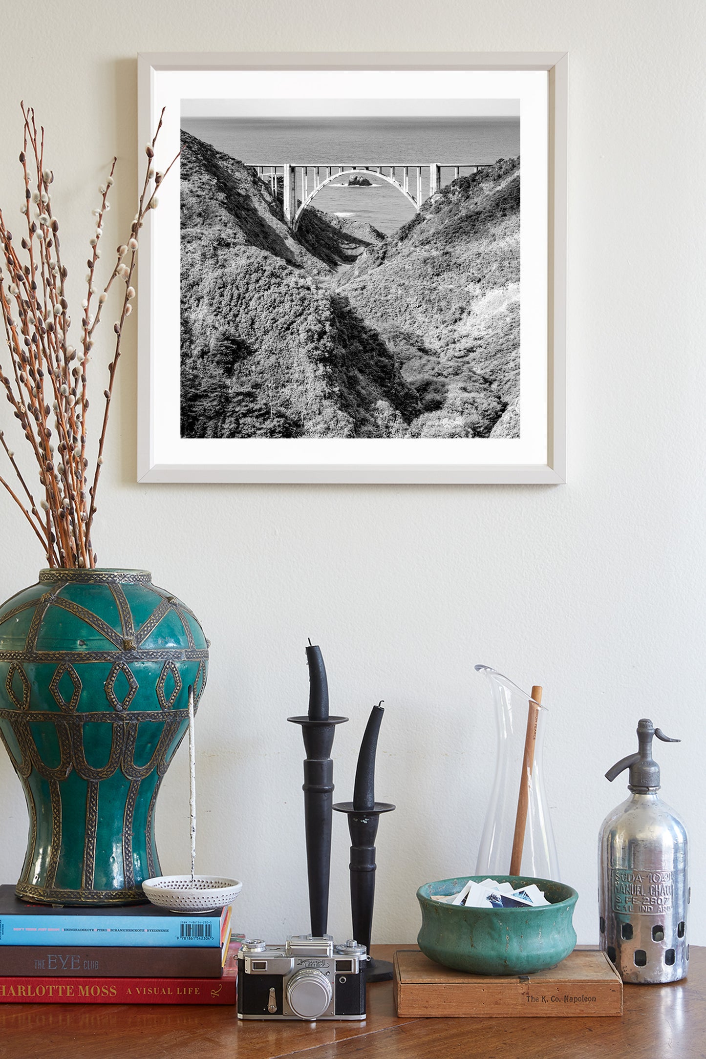 Big Sur Print in Black and White with Bixby Creek Bridge California Coast