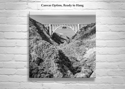 Big Sur Print in Black and White with Bixby Creek Bridge California Coast
