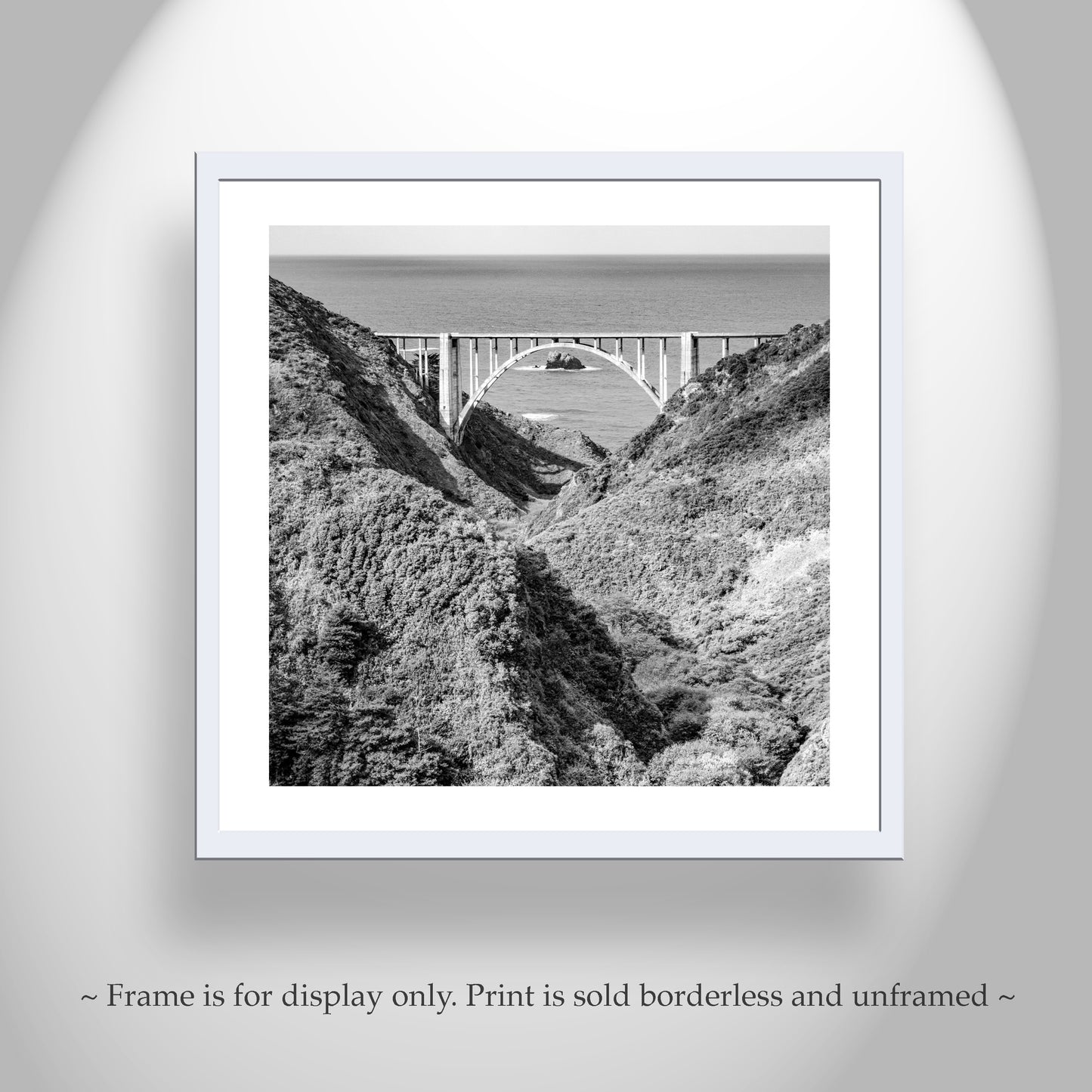 Big Sur Print in Black and White with Bixby Creek Bridge California Coast