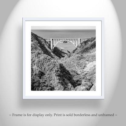 Big Sur Print in Black and White with Bixby Creek Bridge California Coast