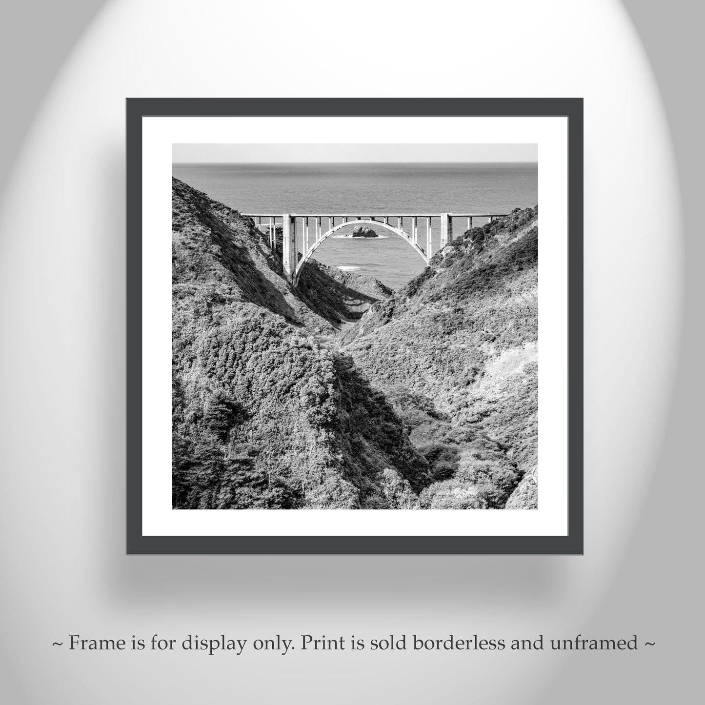 Big Sur Print in Black and White with Bixby Creek Bridge California Coast