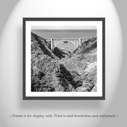 Big Sur Print in Black and White with Bixby Creek Bridge California Coast