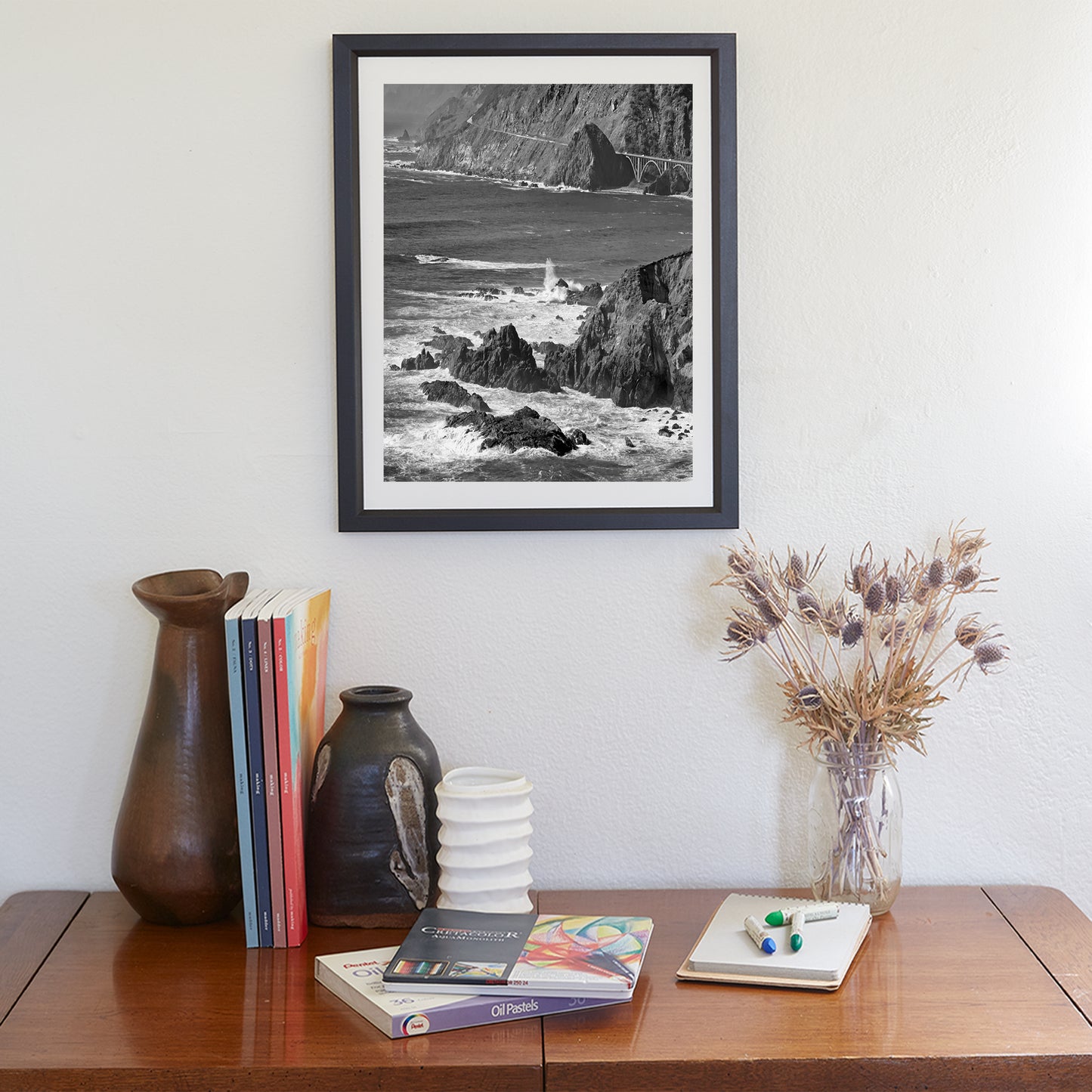 Big Sur Art Photography in Black and White as Vertical Print